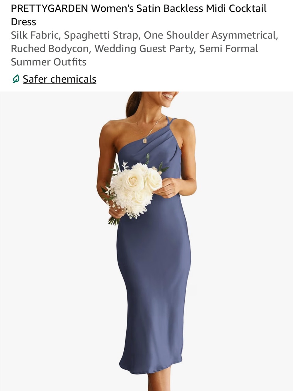 PRETTYGARDEN Women's Satin Backless Midi Cocktail Dress